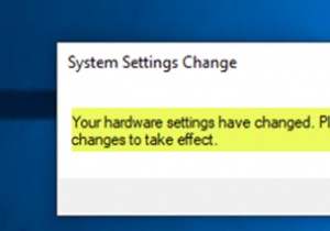 การตั้งค่าฮาร์ดแวร์ของคุณเปลี่ยนไป โปรดรีบูตคอมพิวเตอร์เพื่อให้การเปลี่ยนแปลงเหล่านี้มีผล 