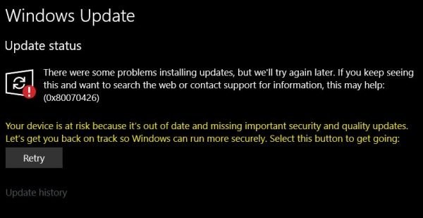 แก้ไขข้อผิดพลาด 0x80070426 สำหรับ Microsoft Store และ Windows Update 