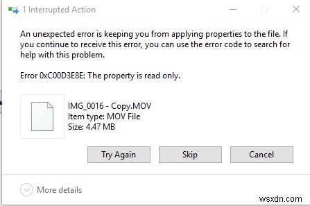 แก้ไขข้อผิดพลาด 0xC00D3E8E คุณสมบัตินี้อ่านได้เฉพาะใน Windows 11/10 