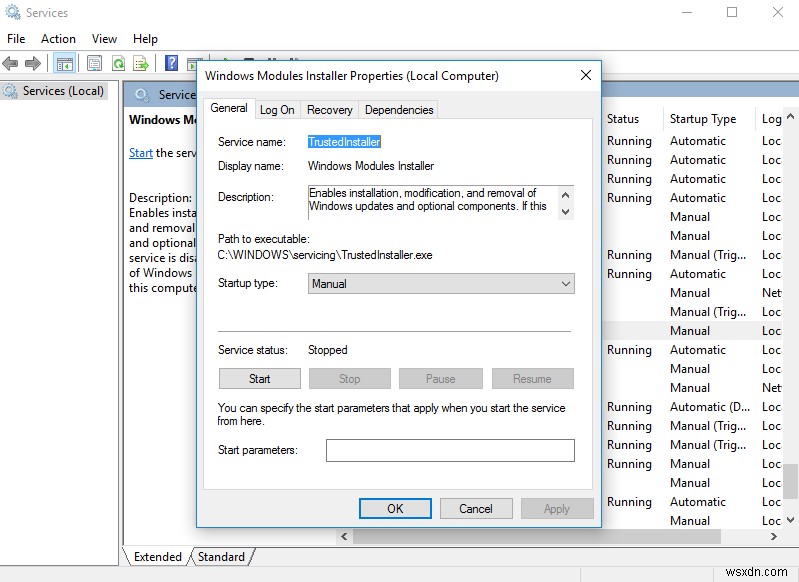 ผู้ปฏิบัติงานตัวติดตั้งโมดูล Windows (TiWorker.exe) การใช้งาน CPU และดิสก์สูง 