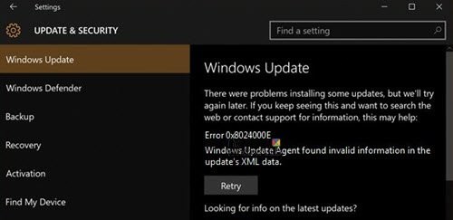 แก้ไขข้อผิดพลาด Windows Update 0x8024000E บน Windows 11/10 