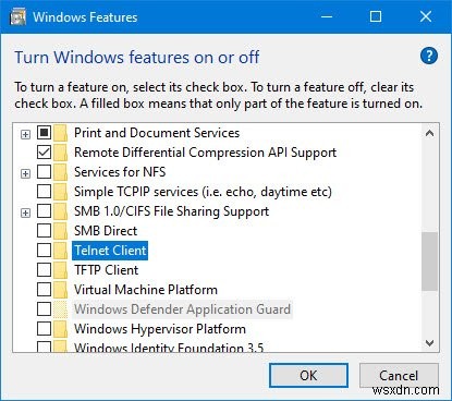 เปิดใช้งาน Telnet ผ่าน Command Prompt หรือ Control Panel ใน Windows 11/10 