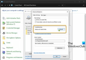 วิธีสร้างดัชนีการค้นหาใหม่ใน Windows 11/10 