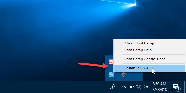 Boot Camp ไม่สามารถสลับระหว่าง Windows และ Mac OS 