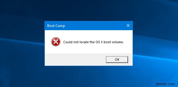 Boot Camp ไม่สามารถสลับระหว่าง Windows และ Mac OS 