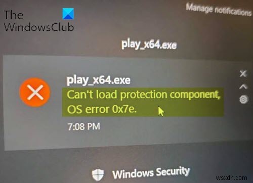 แก้ไขไม่สามารถโหลดองค์ประกอบการป้องกัน, ข้อผิดพลาด OS 0x7e บน Windows 11/10 