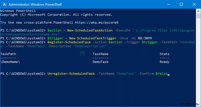 วิธีใช้ PowerShell เพื่อลบหรือสร้างงานที่กำหนดเวลาไว้บน Windows 11/10 