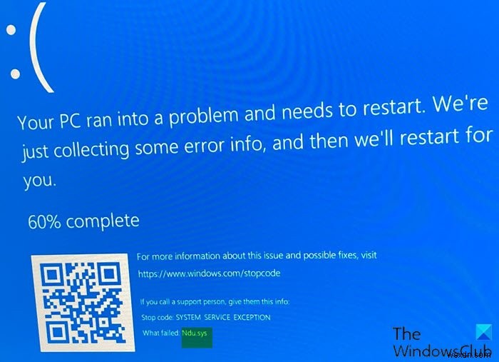 แก้ไขข้อผิดพลาด Ndu.sys Blue Screen บน Windows 11/10 