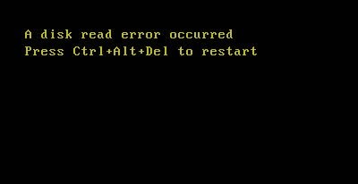 เกิดข้อผิดพลาดในการอ่านดิสก์ กด Ctrl+Alt+Del เพื่อรีสตาร์ท 