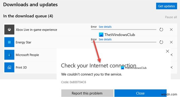 แก้ไขข้อผิดพลาด Microsoft Store 0x800704C6 บน Windows 11/10 