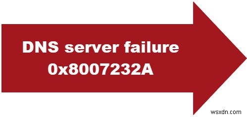 เซิร์ฟเวอร์ DNS ล้มเหลว 0x8007232A – ข้อผิดพลาดการเปิดใช้งานโวลุ่มบนระบบ Windows 