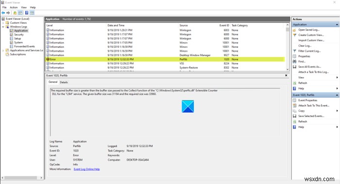 แก้ไขข้อผิดพลาดเหตุการณ์ 1020 &1008 Microsoft-Windows-Perflib error 