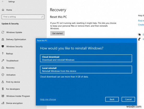 Cloud Reset ให้คุณติดตั้งใหม่หรือรีเซ็ต Windows 11/10 ผ่านตัวเลือกการดาวน์โหลดบนคลาวด์ 