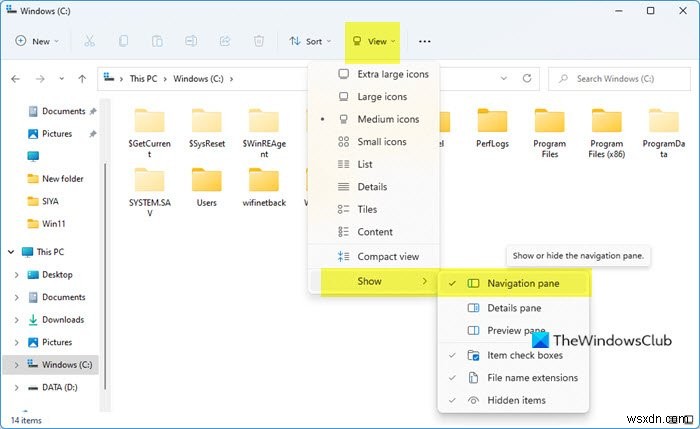 บานหน้าต่างนำทาง File Explorer หายไปใน Windows 11/10 