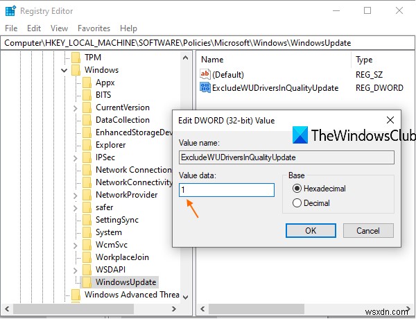 บล็อกการอัปเดตไดรเวอร์ผ่าน Windows Quality Update โดยใช้ Registry หรือ Group Policy Editor 