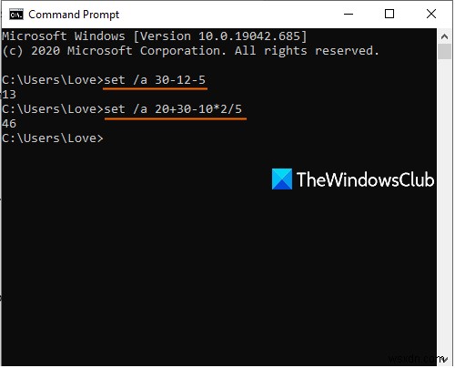 ดำเนินการเลขคณิตใน Command Prompt บน Windows 11/10 