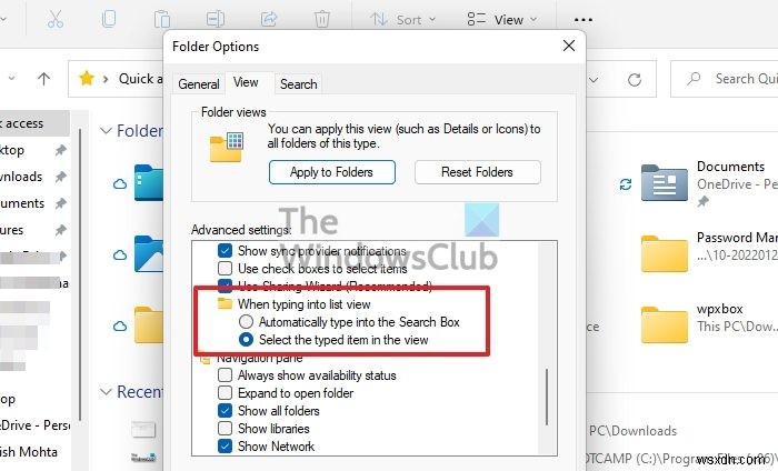 ตั้งค่า File Explorer ให้พิมพ์ลงในช่องค้นหาโดยอัตโนมัติหรือเลือกรายการใน Windows 11/10 