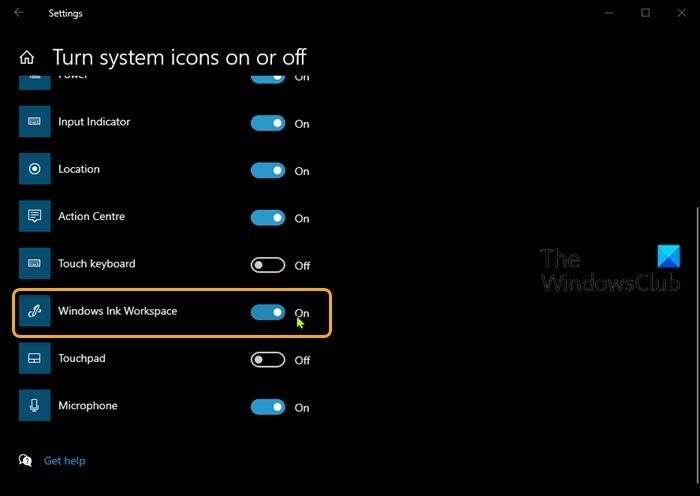 วิธีซ่อนหรือแสดงปุ่ม Windows Ink Workspace บนทาสก์บาร์ใน Windows 10 