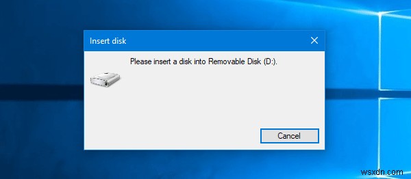 โปรดใส่ดิสก์ลงในข้อผิดพลาด Removable Disk ใน Windows 11/10 