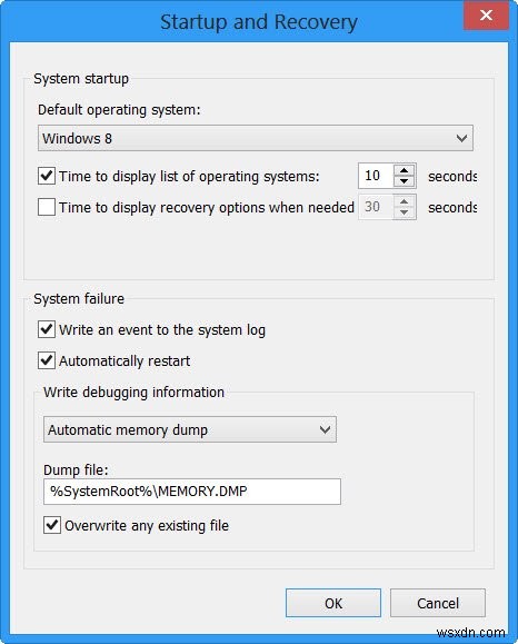 วิธีเปลี่ยนจำนวนไฟล์ Memory Dump, Windows สร้างและบันทึก 