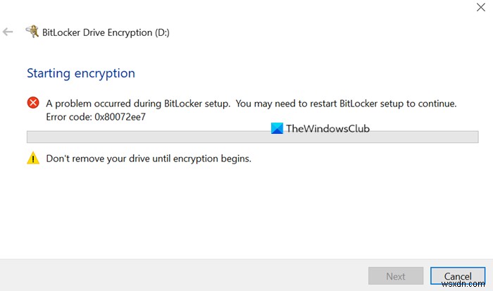 เกิดปัญหาระหว่างการติดตั้ง BitLocker 