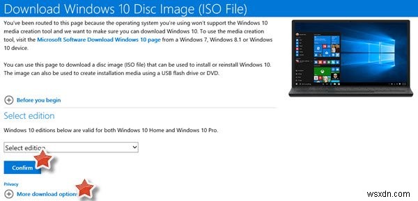 ดาวน์โหลดไฟล์อิมเมจดิสก์ ISO ของ Windows 10 ล่าสุดได้โดยตรงจาก Microsoft.com 