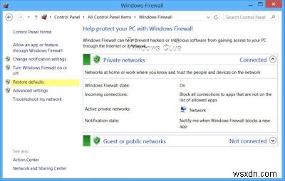 วิธีคืนค่าหรือรีเซ็ตการตั้งค่าไฟร์วอลล์ Windows เป็นค่าเริ่มต้น 