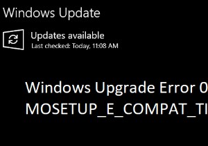ข้อผิดพลาดในการอัพเกรด Windows 0XC1900103, MOSETUP E COMPAT TIMEOUT 
