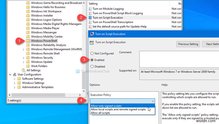 วิธีเปิดหรือปิดการเรียกใช้สคริปต์ Windows PowerShell 