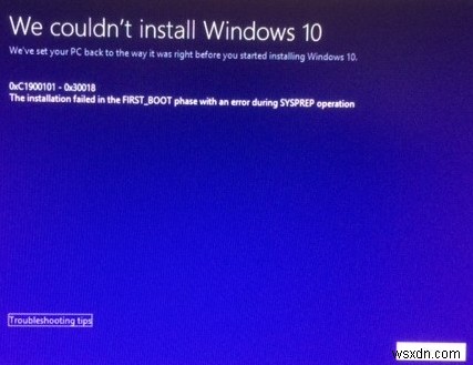 Windows 11/10 ไม่สามารถติดตั้งหรืออัปเดตได้:ข้อผิดพลาด 0xC1900101 – 0x30018 
