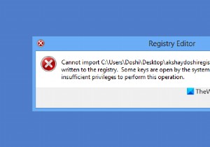 ไม่สามารถนำเข้าไฟล์ Registry ได้ ข้อมูลทั้งหมดไม่สามารถเขียนลงใน Registry . ได้สำเร็จ 