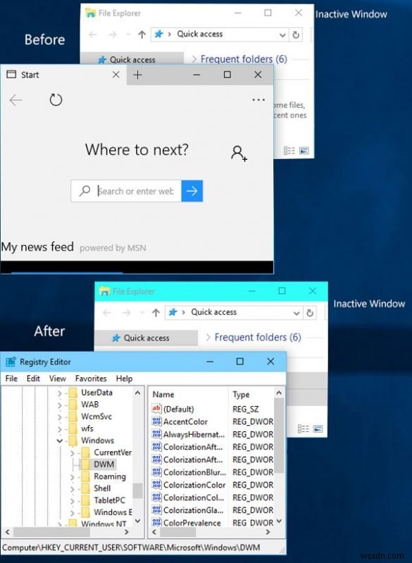 เปิดใช้งานแถบชื่อเรื่องสีสำหรับหน้าต่างที่ไม่ใช้งานใน Windows 11/10 