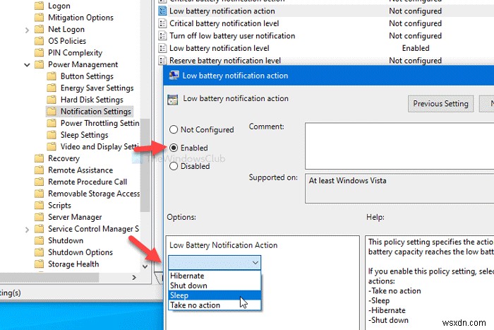 จัดการการตั้งค่าการแจ้งเตือนแบตเตอรี่โดยใช้ Registry หรือ Group Policy Editor ใน Windows 11/10 