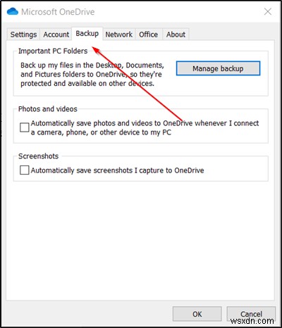 แท็บสำรองข้อมูล OneDrive หายไปจากการตั้งค่าใน Windows 11/10 