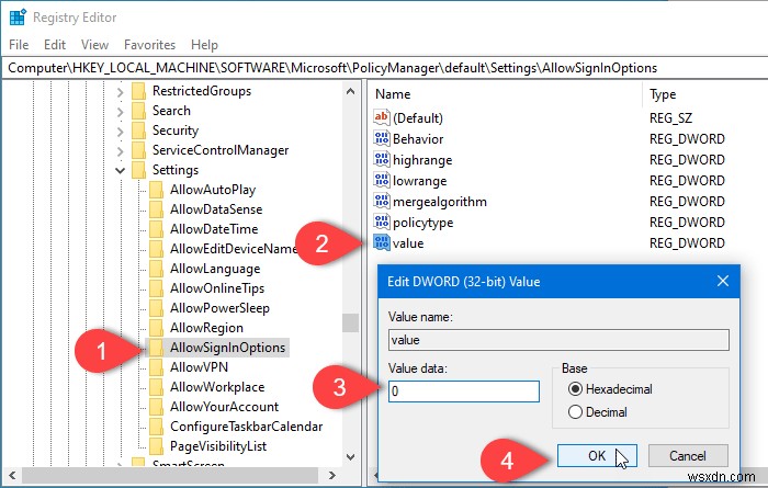 วิธีปิดการใช้งานตัวเลือกการลงชื่อเข้าใช้ในการตั้งค่า Windows ใน Windows 11/10 