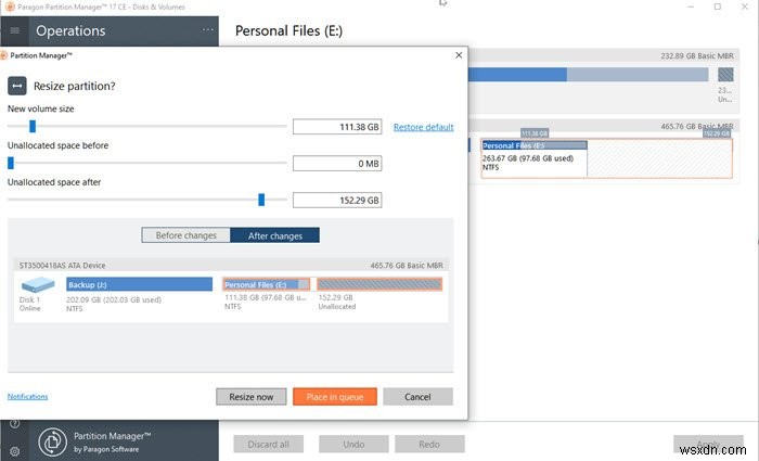 Paragon Partition Manager Free Edition:ซอฟต์แวร์ปรับขนาดดิสก์ &แบ่งพาร์ติชันสำหรับ Windows 10 