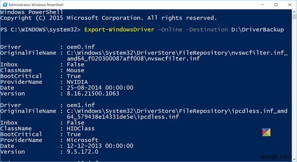 ส่งออกและสำรองข้อมูลไดรเวอร์อุปกรณ์โดยใช้ PowerShell ใน Windows 11/10 