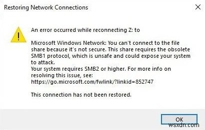 แก้ไข ระบบของคุณต้องการข้อผิดพลาด SMB2 หรือสูงกว่าใน Windows 11/10 