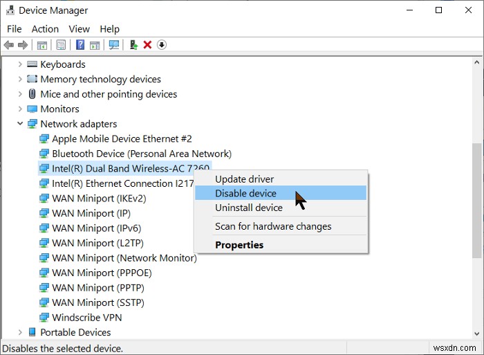 ไอคอน Wi-Fi บนแถบเครื่องมือไม่แสดงรายการเครือข่ายที่ใช้ได้ 