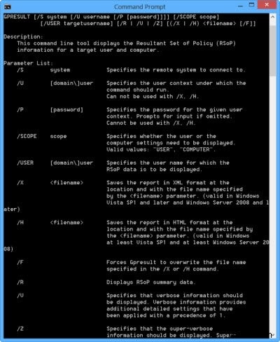 ตรวจสอบการตั้งค่าด้วย Group Policy Results Tool (GPResult.exe) ใน Windows 11/10 