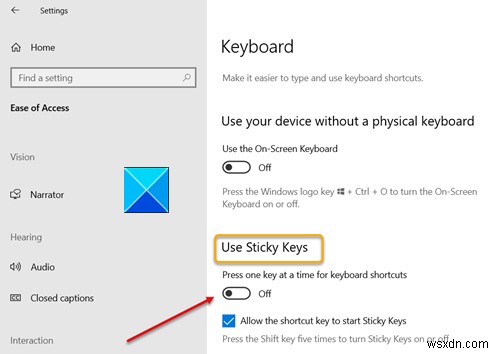 วิธีเปิดหรือปิด Secondary Shift Characters Lock ใน Windows 11/10 