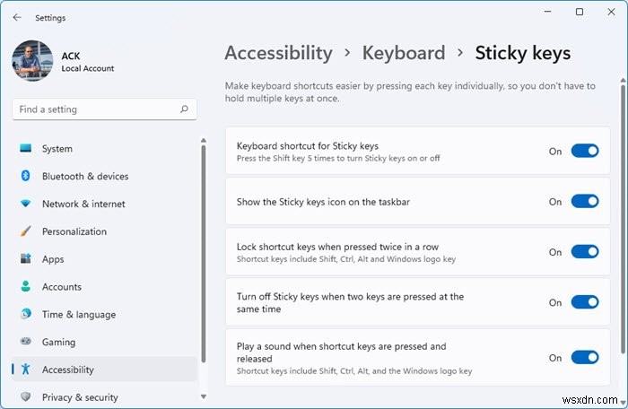 วิธีเปิดหรือปิด Secondary Shift Characters Lock ใน Windows 11/10 