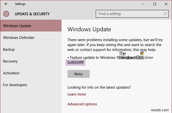 แก้ไขข้อผิดพลาดของ Microsoft Store หรือ Windows Update 0x8000FFFF 