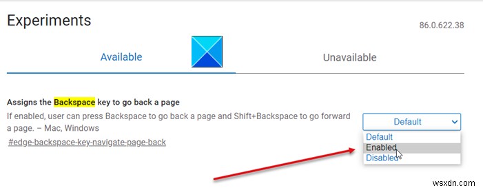 เปิดใช้งาน Backspace Key เพื่อกลับไปยังหน้าก่อนหน้าใน Microsoft Edge 
