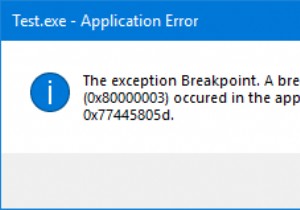 ถึงเบรกพอยต์ข้อยกเว้นแล้ว ข้อผิดพลาด 0x80000003 