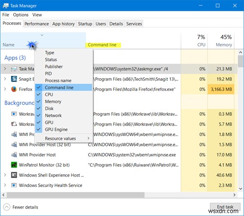 วิธีแสดง Command Line ในตัวจัดการงานของ Windows 11/10 