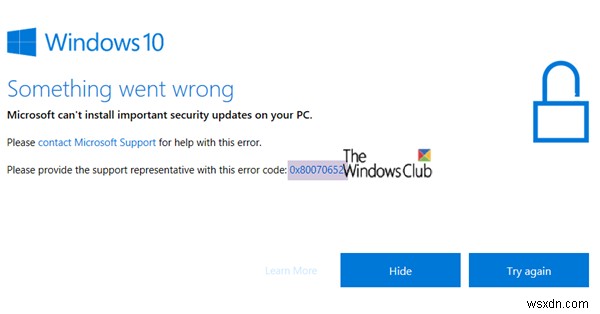แก้ไขข้อผิดพลาด Windows Update 0x80070652 