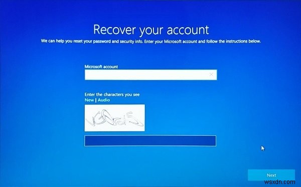 รีเซ็ตรหัสผ่านบัญชี Microsoft ที่ลืมจากหน้าจอเข้าสู่ระบบใน Windows 11/10 