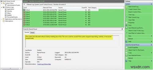 ข้อผิดพลาด Kernel-Power Event ID 41 ระบบได้รีบูตโดยไม่ต้องปิดเครื่องอย่างสมบูรณ์ 
