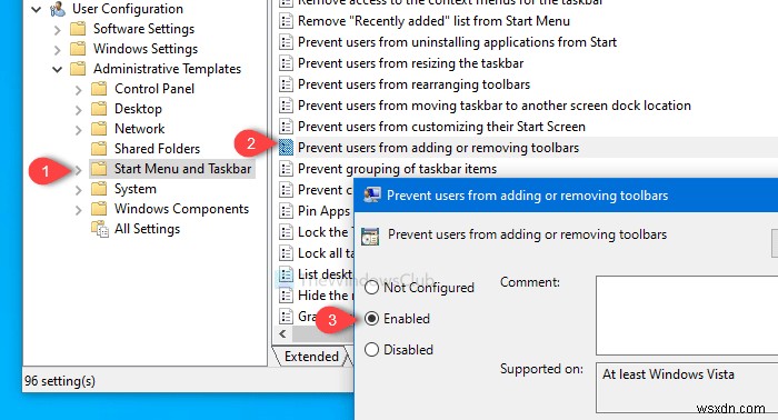 ป้องกันไม่ให้ผู้ใช้เพิ่ม ลบ และปรับ Toolbars บน Windows Taskbar 